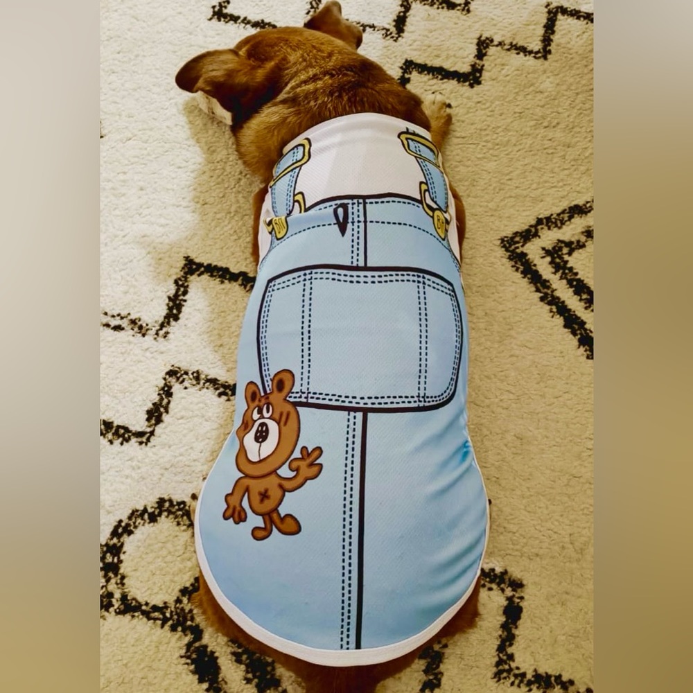 NEW Dog Cartoon Teddy Bear Graphic Pet Tank With Breathable Mesh Design Medium